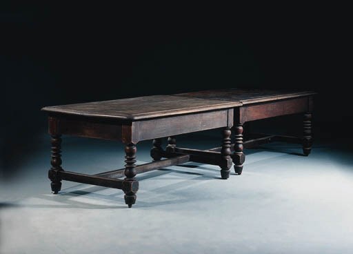 A large late Victorian oak dining table