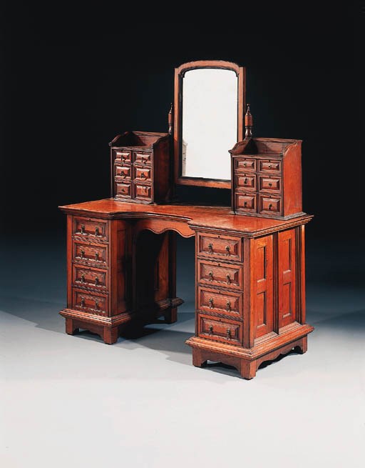 A late Victorian walnut dressing table