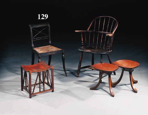 A pair of Regency ebonised and decorated chairs