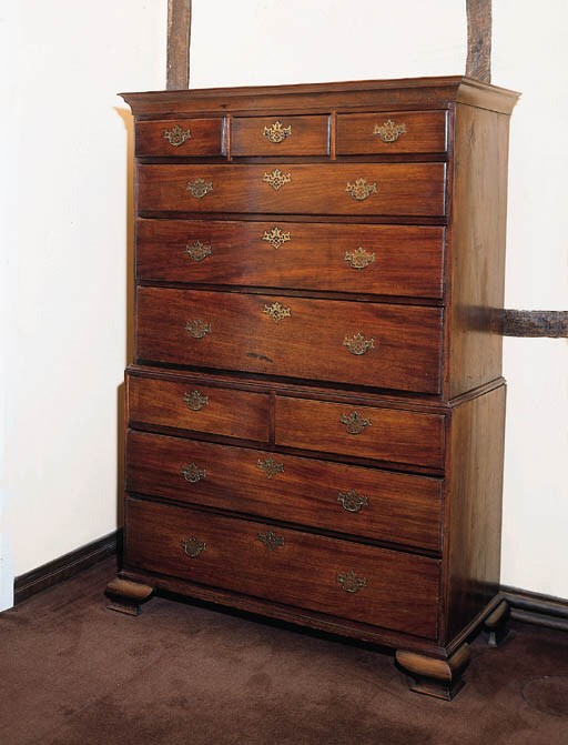 A mahogany tallboy chest, 18th century