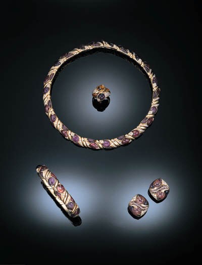 A SUITE OF TOURMALINE, AMETHYST, CITRINE AND DIAMOND JEWELRY, BULGARI