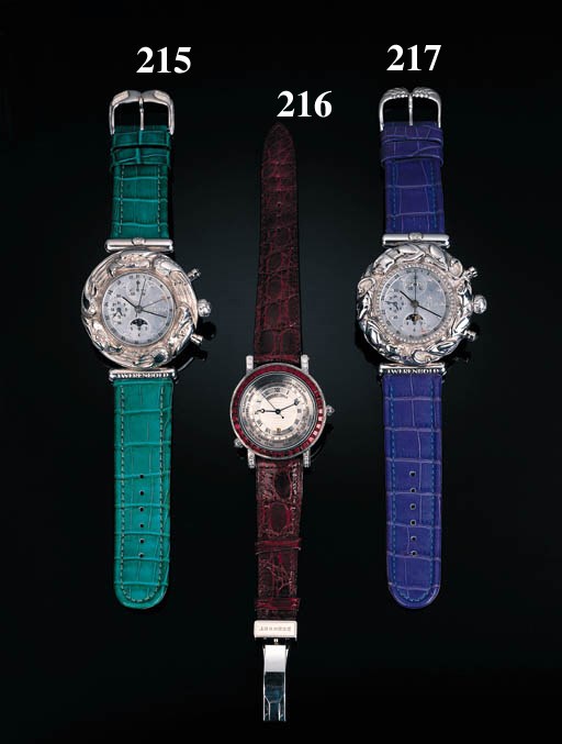 Breguet.  A white gold ruby and diamond-set self-winding water resistant world time calendar wristwatch