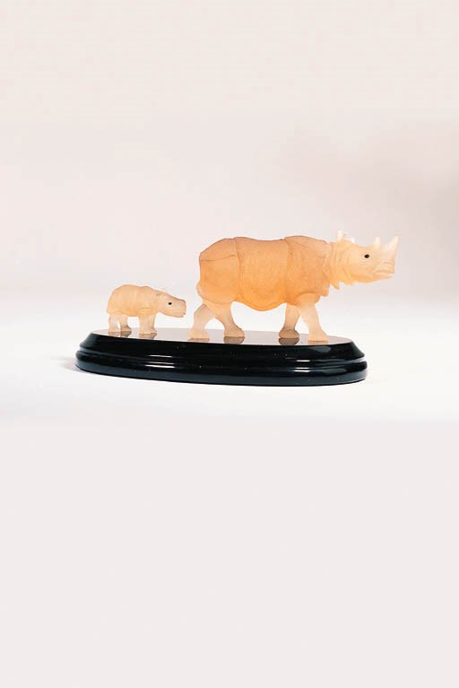 A Pair of Quartz Rhinosceroses