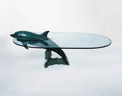 An Amusing Dolphin and Glass Coffee Table