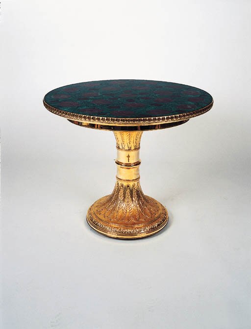 A Red and Green Zoisite Mosaic Table