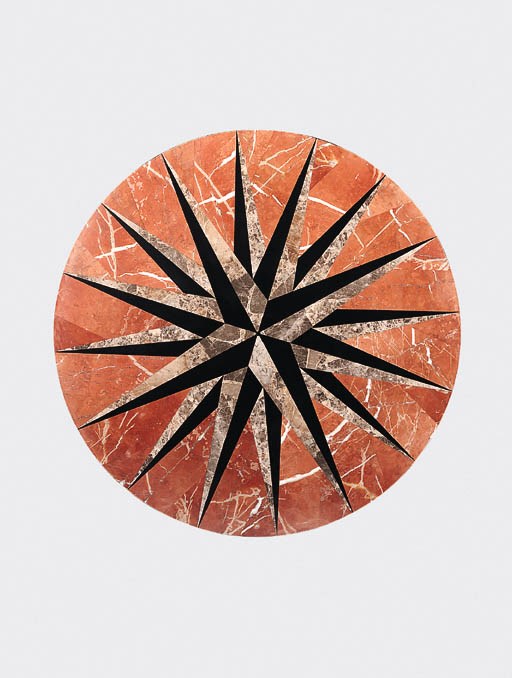 A Marble Mosaic Starburst Table Top