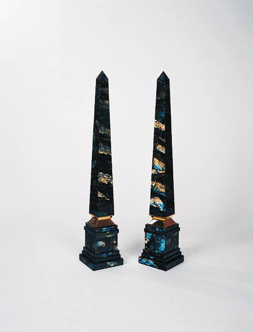 A Pair of Labradorite Obelisks