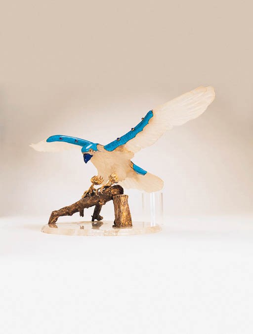 A Rock Crystal and Gem-set Eagle Ornament
