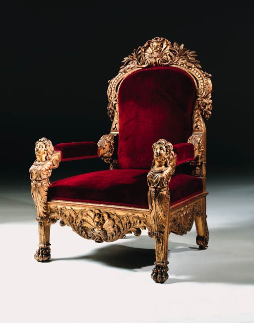 An Italian giltwood armchair
