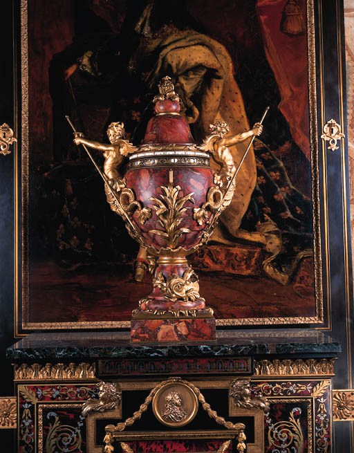 A Napoleon III ormolu-mounted breche marble orbit clock