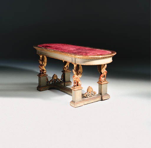 An Italian parcel-gilt and green painted centre table