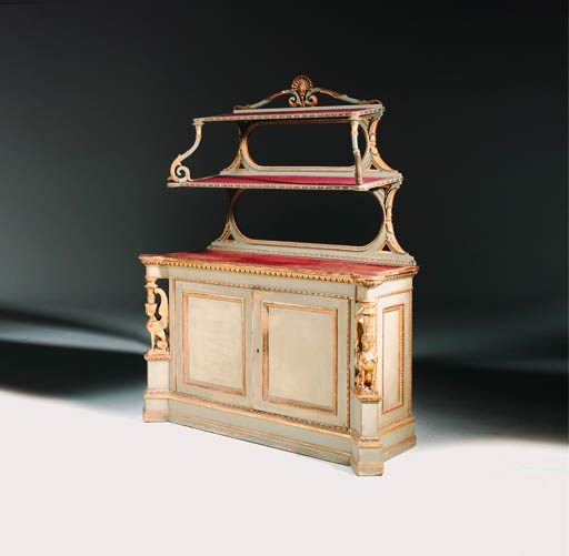 An Italian parcel-gilt and green-painted side-cabinet