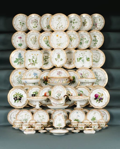 A Royal Copenhagen Flora Danica part dinner and dessert service