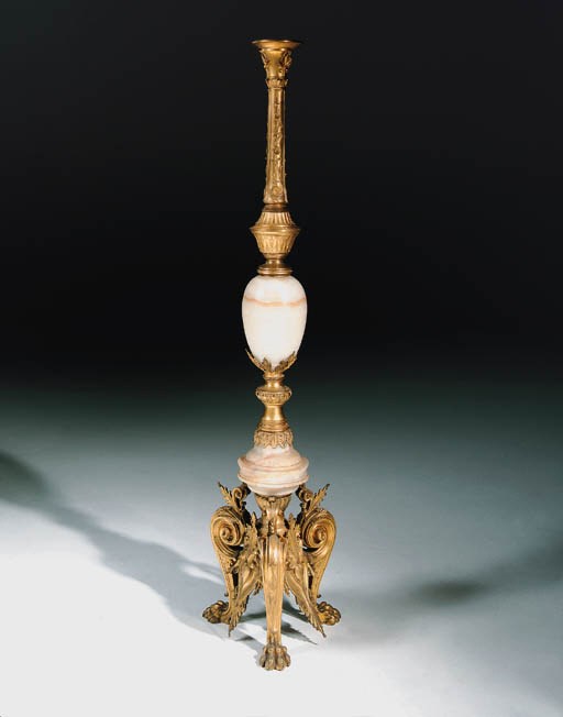 A French ormolu and onyx standard lamp