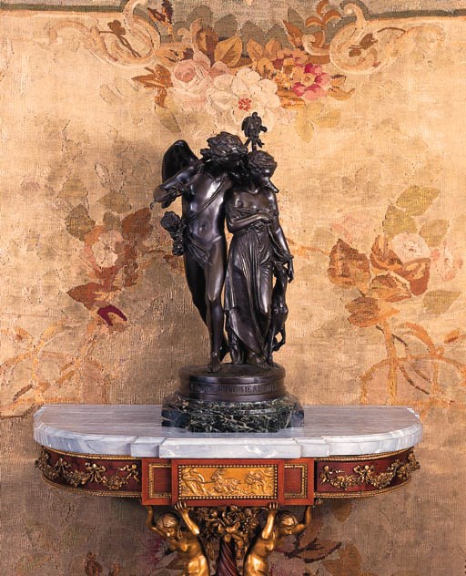 A French bronze group of Cupid and Psyche