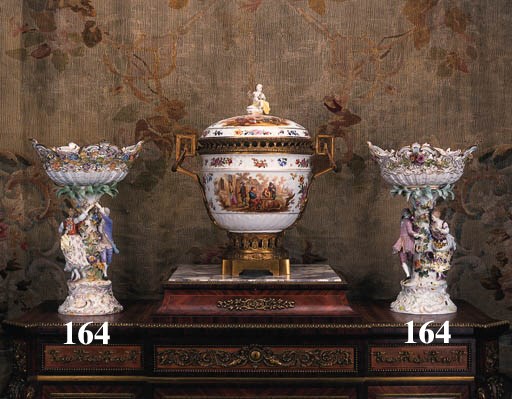 A pair of Meissen porcelain centre-pieces