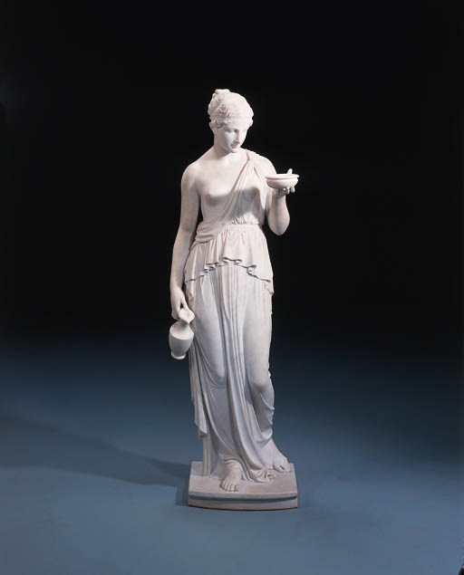 A white marble figure of Hebe, the Cup-bearer