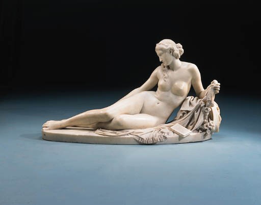 An Italian white marble figure entitled 'Laura al bagno'