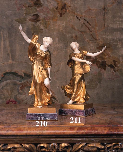 A French gilt bronze and ivory figure of a dancing girl