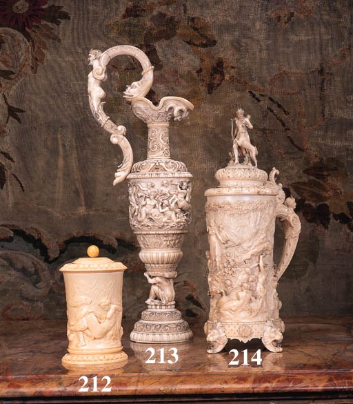 A finely-carved ivory tankard