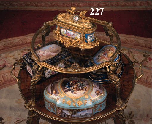 A Napoleon III ormolu-mounted Sevres-pattern turquoise-ground casket