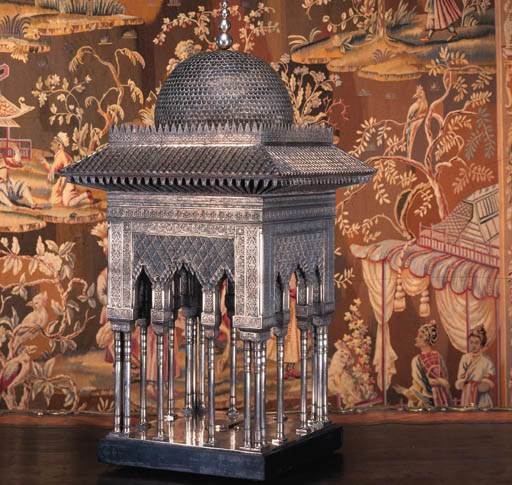 A Spanish silvered metal model of the Alhambra Palace