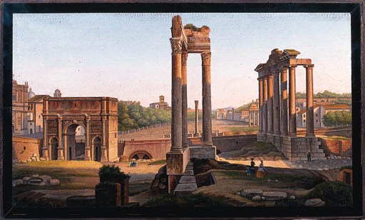 An Italian Micromosaic panel depicting the Forum