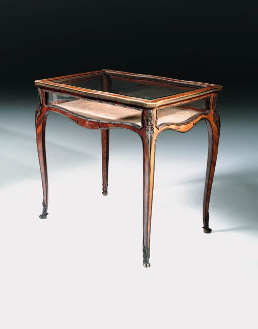 A French ormolu-mounted kingwood vitrine table