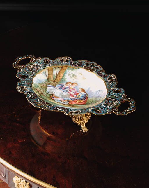A French ormolu, cloisonne enamel and Sevres-pattern centre-piece