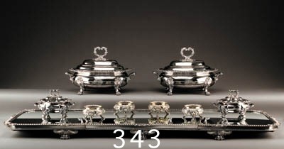 A REGENCY SHEFFIELD-PLATED MIRROR PLATEAU