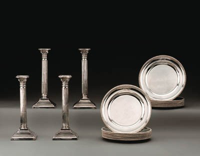 A SET OF EIGHTEEN GEORGE III SILVER PLATES