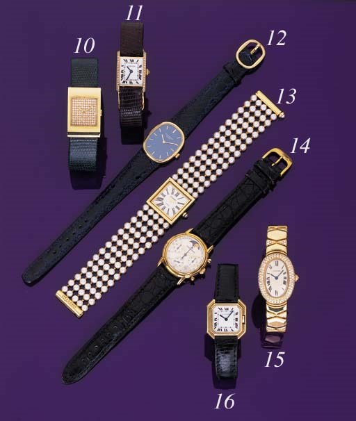 Boucheron. An 18K gold and diamond-set rectangular wristwatch