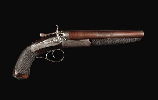 A 20-BORE DOUBLE-BARRELLED HOWDAH PISTOL BY W. PARKER, NO. 6883
