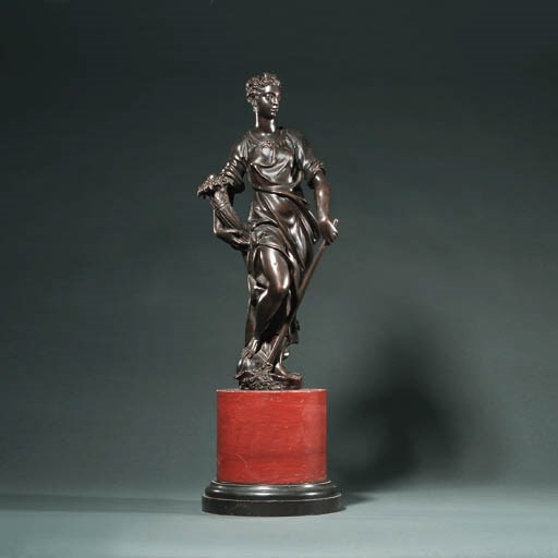 A BRONZE FEMALE FIGURE REPRESENTING PEACE