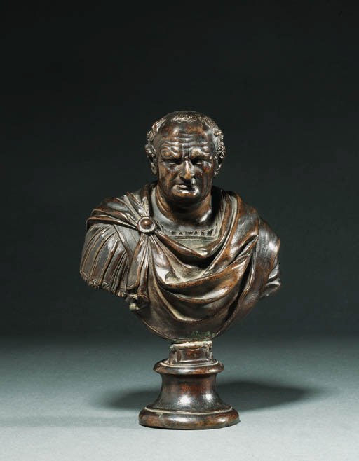 A BRONZE BUST OF THE EMPEROR VESPASIAN