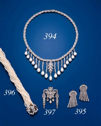 A PAIR OF DIAMOND EAR-PENDANTS