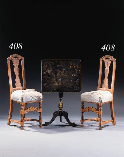 A matched pair of German oak and pine side-chairs