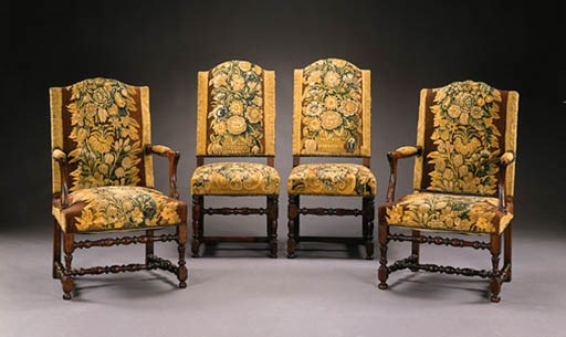 A MATCHED SET OF TEN LOUIS XIV WALNUT DINING CHAIRS