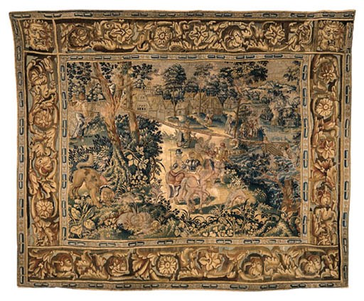 A FLEMISH RENAISSANCE HUNTING TAPESTRY