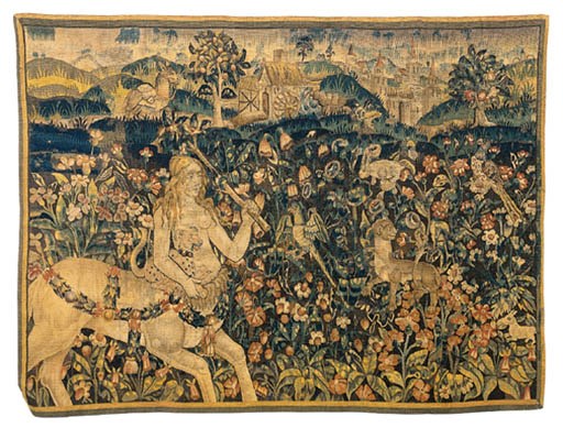 A FRANCO-FLEMISH RENAISSANCE MYTHOLOGICAL TAPESTRY FRAGMENT