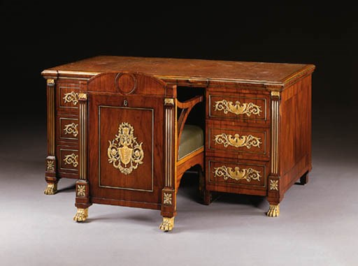 A GERMAN NEOCLASSIC ORMOLU-MOUNTED MAHOGANY METAMORPHIC DESK