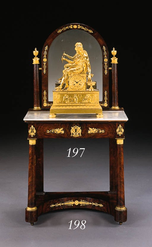 A RESTAURATION ORMOLU-MOUNTED MAHOGANY DRESSING TABLE