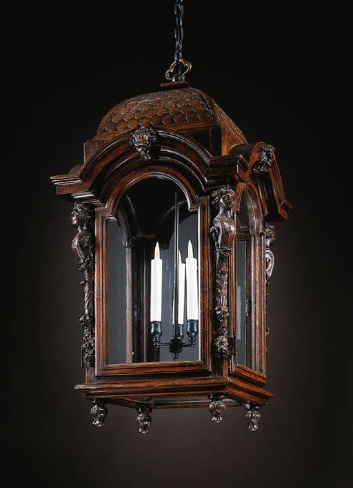 A NORTH EUROPEAN WALNUT LANTERN