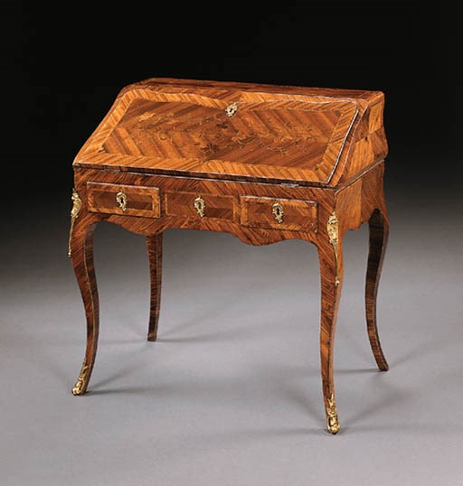 A LOUIS XV ORMOLU-MOUNTED KINGWOOD AND BOIS DE BOUT MARQUETRY BUREAU DE DAME