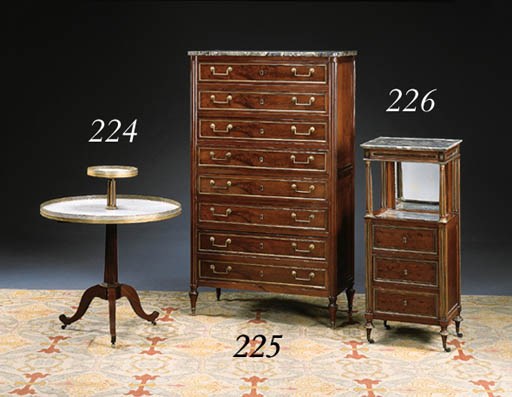A LOUIS XVI BRASS-MOUNTED MAHOGANY SEMAINIER