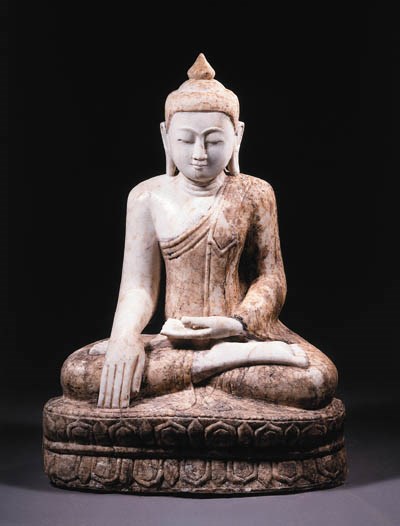 a burmese, shan style, marble figure of buddha sakyamuni