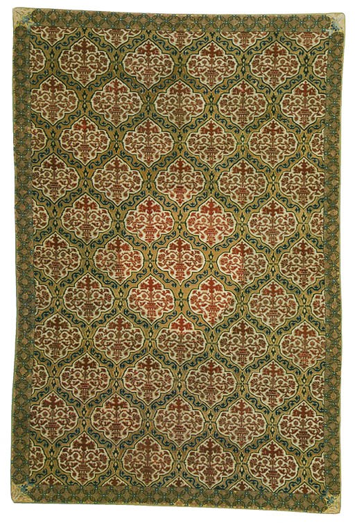 AN ITALIAN PART COTTON NEEDLEWORK CARPET