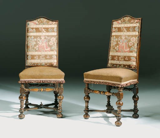 A SET OF SIX FLEMISH WALNUT SIDE CHAIRS
