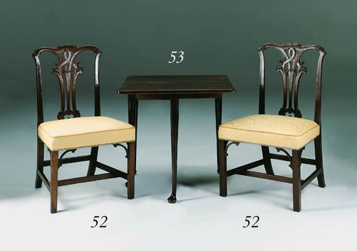 A PAIR OF GEORGE III MAHOGANY DINING-CHAIRS