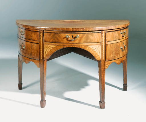 A GEORGE III MAHOGANY AND MARQUETRY SIDEBOARD